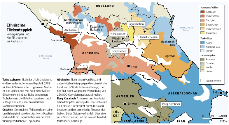 Volksgruppen und Konfliktregionen im Kaukasus